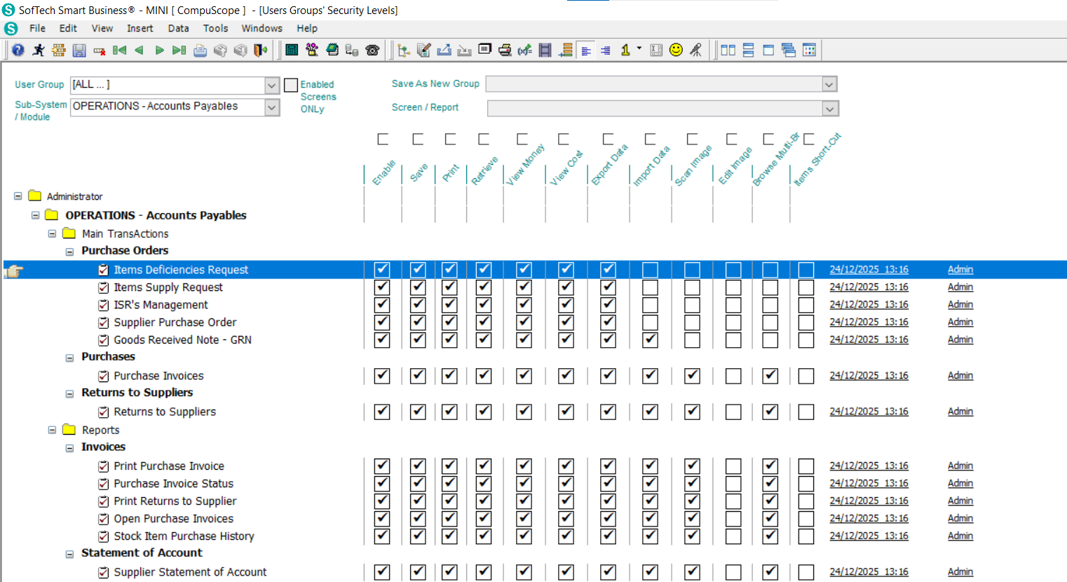 How to define Users Security Levels and permissions